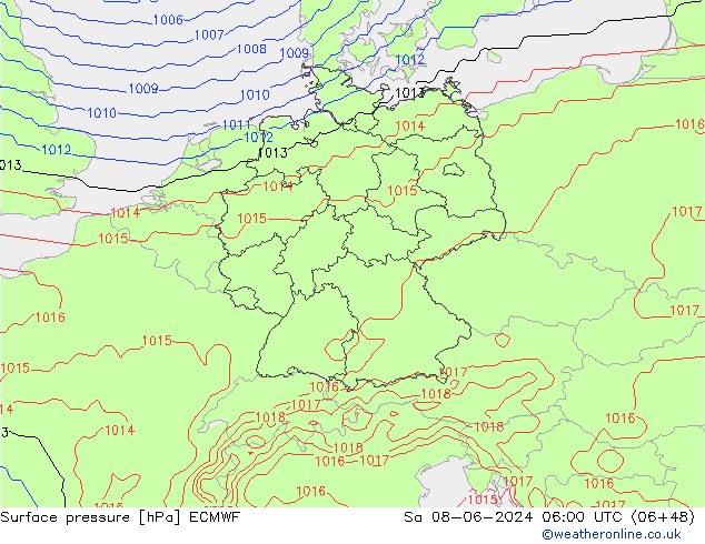 ciśnienie ECMWF so. 08.06.2024 06 UTC