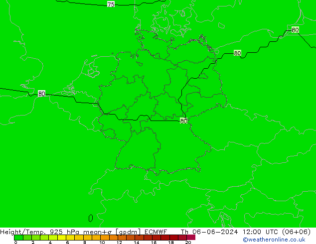 Hoogte/Temp. 925 hPa ECMWF do 06.06.2024 12 UTC