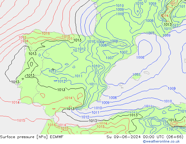 ciśnienie ECMWF nie. 09.06.2024 00 UTC