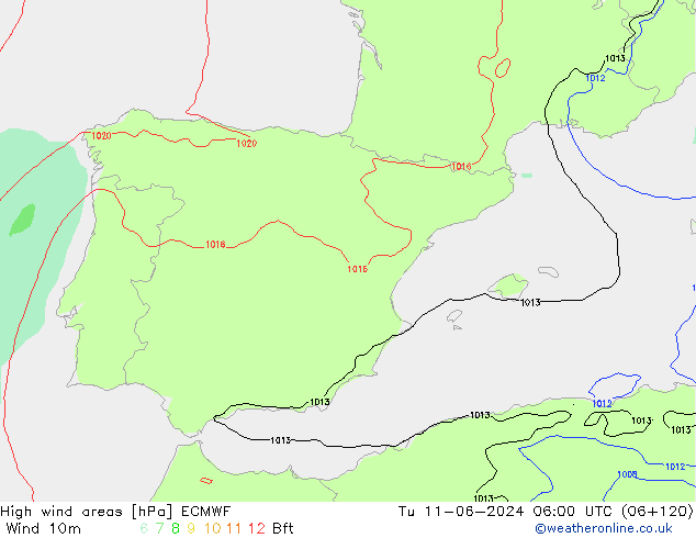 High wind areas ECMWF Ter 11.06.2024 06 UTC