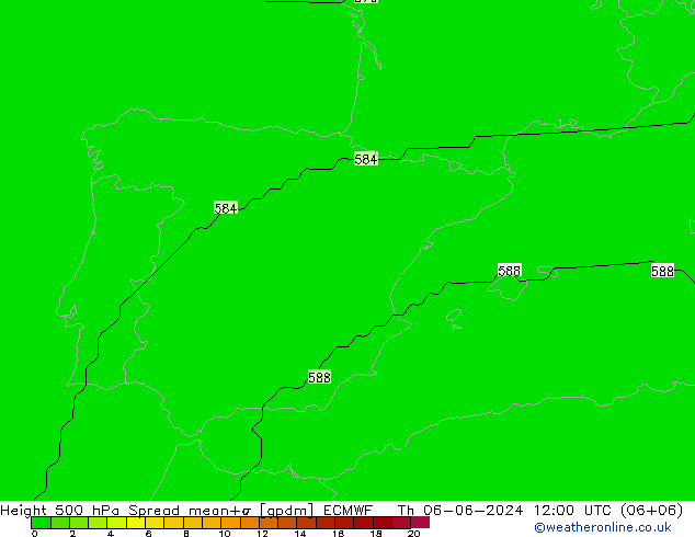 Hoogte 500 hPa Spread ECMWF do 06.06.2024 12 UTC