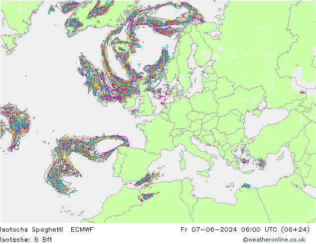 Isotaca Spaghetti ECMWF vie 07.06.2024 06 UTC