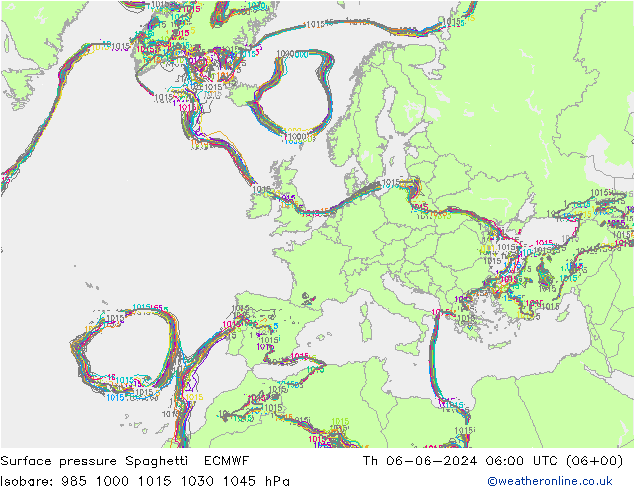 pression de l'air Spaghetti ECMWF jeu 06.06.2024 06 UTC