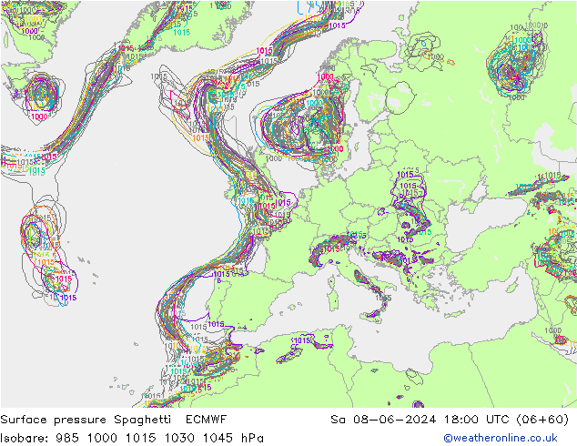 ciśnienie Spaghetti ECMWF so. 08.06.2024 18 UTC