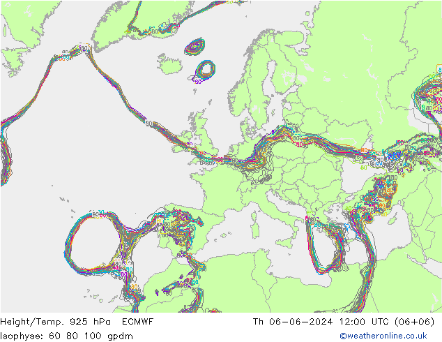 Géop./Temp. 925 hPa ECMWF jeu 06.06.2024 12 UTC