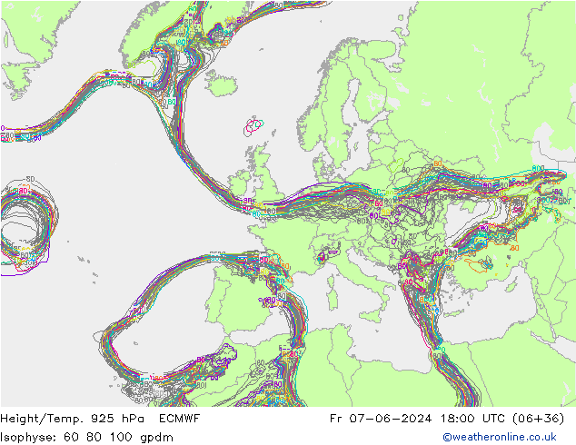 Geop./Temp. 925 hPa ECMWF vie 07.06.2024 18 UTC