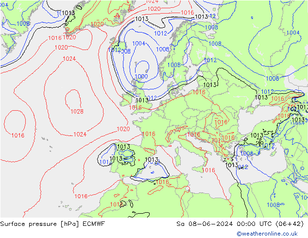 Yer basıncı ECMWF Cts 08.06.2024 00 UTC