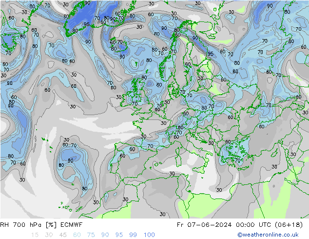 RH 700 hPa ECMWF pt. 07.06.2024 00 UTC