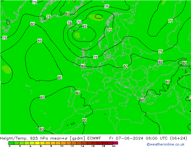 Yükseklik/Sıc. 925 hPa ECMWF Cu 07.06.2024 06 UTC