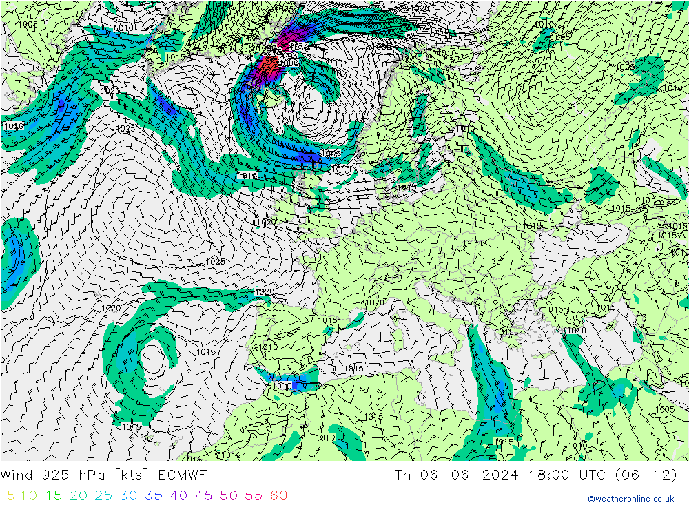 Wind 925 hPa ECMWF Do 06.06.2024 18 UTC