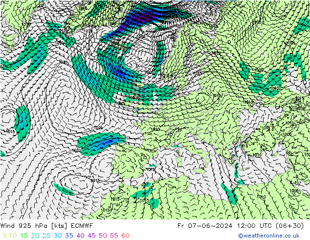 Wind 925 hPa ECMWF Fr 07.06.2024 12 UTC