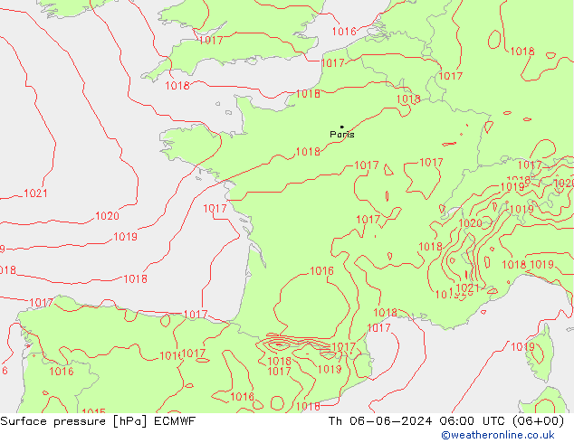 приземное давление ECMWF чт 06.06.2024 06 UTC