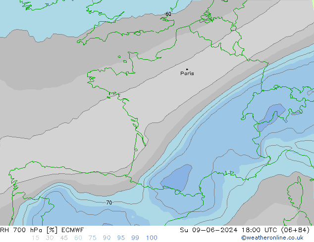 700 hPa Nispi Nem ECMWF Paz 09.06.2024 18 UTC