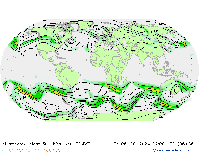 Corriente en chorro ECMWF jue 06.06.2024 12 UTC