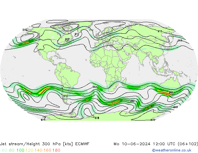 Jet stream/Height 300 hPa ECMWF Po 10.06.2024 12 UTC