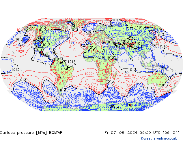 Bodendruck ECMWF Fr 07.06.2024 06 UTC