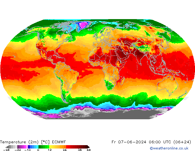 Temperatura (2m) ECMWF vie 07.06.2024 06 UTC