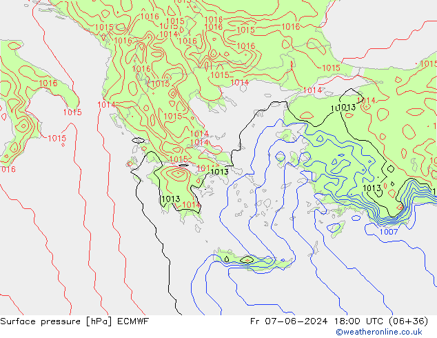 Pressione al suolo ECMWF ven 07.06.2024 18 UTC