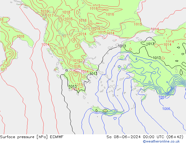 Surface pressure ECMWF Sa 08.06.2024 00 UTC