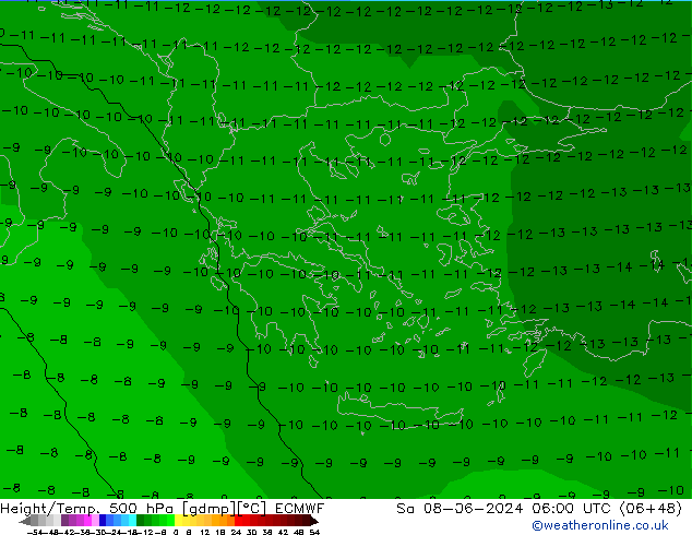 Yükseklik/Sıc. 500 hPa ECMWF Cts 08.06.2024 06 UTC