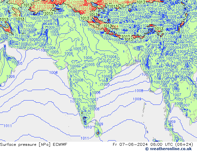 приземное давление ECMWF пт 07.06.2024 06 UTC