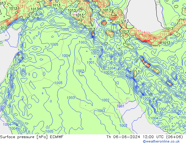 pressão do solo ECMWF Qui 06.06.2024 12 UTC