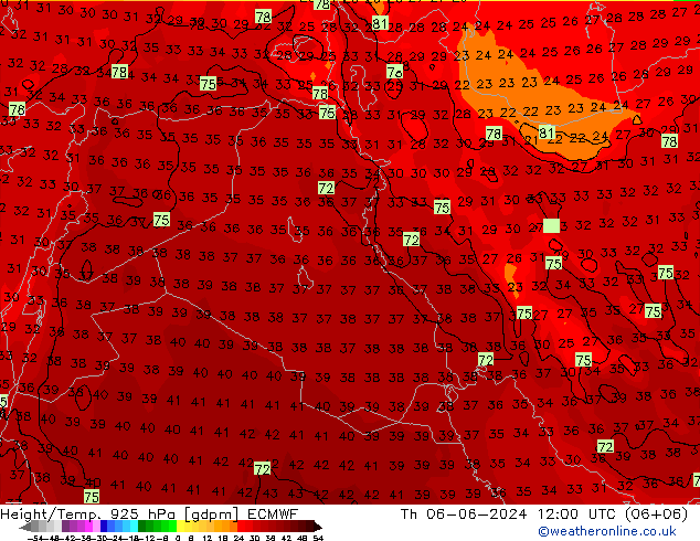 Hoogte/Temp. 925 hPa ECMWF do 06.06.2024 12 UTC