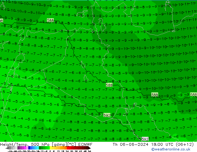 Height/Temp. 500 гПа ECMWF чт 06.06.2024 18 UTC