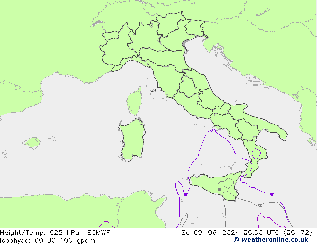 Géop./Temp. 925 hPa ECMWF dim 09.06.2024 06 UTC