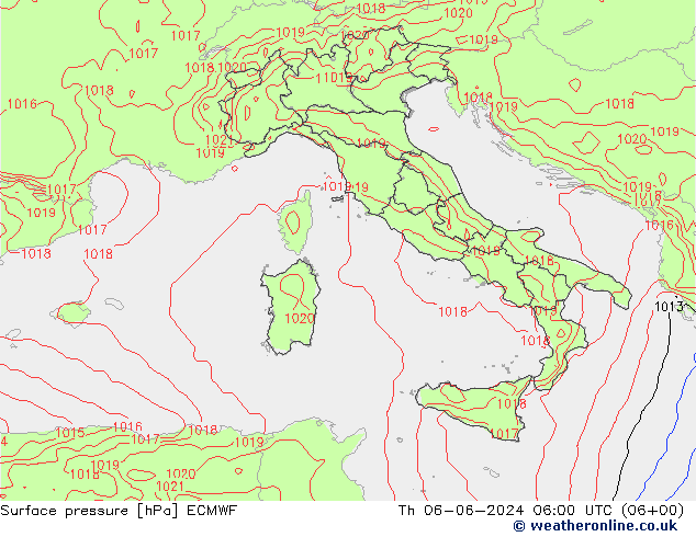 Yer basıncı ECMWF Per 06.06.2024 06 UTC