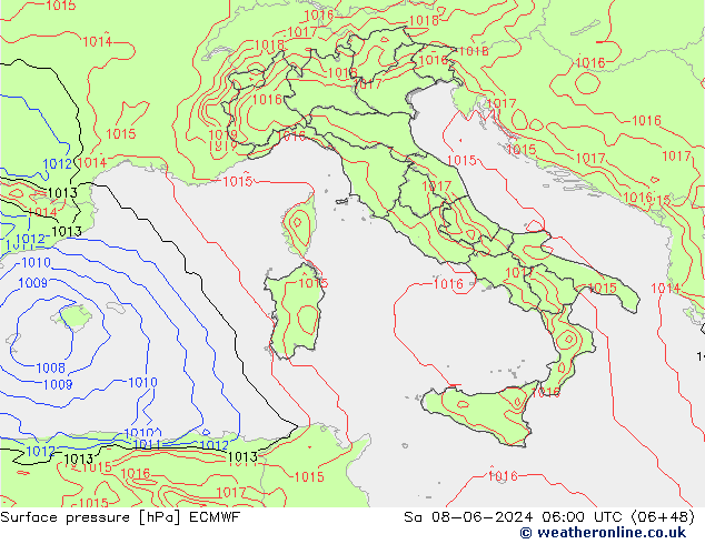 Luchtdruk (Grond) ECMWF za 08.06.2024 06 UTC