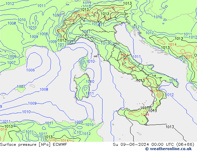 pression de l'air ECMWF dim 09.06.2024 00 UTC