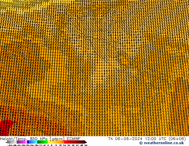 Height/Temp. 850 hPa ECMWF Čt 06.06.2024 12 UTC