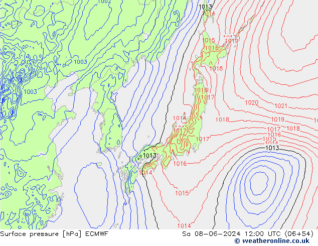 Luchtdruk (Grond) ECMWF za 08.06.2024 12 UTC