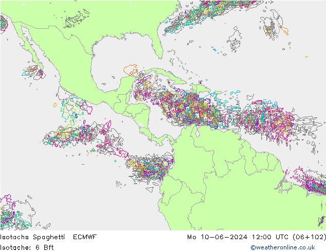 Isotachs Spaghetti ECMWF Seg 10.06.2024 12 UTC