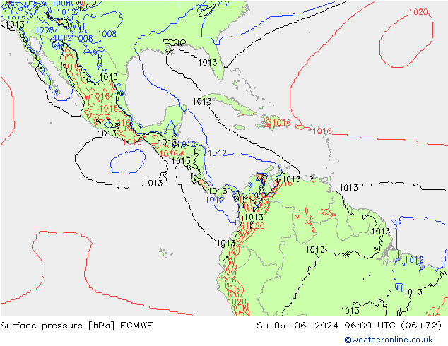 приземное давление ECMWF Вс 09.06.2024 06 UTC