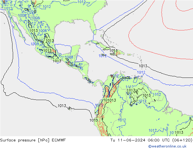 Luchtdruk (Grond) ECMWF di 11.06.2024 06 UTC