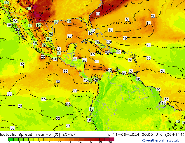 Isotachs Spread ECMWF  11.06.2024 00 UTC