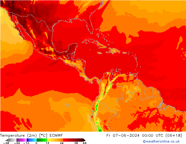 température (2m) ECMWF ven 07.06.2024 00 UTC