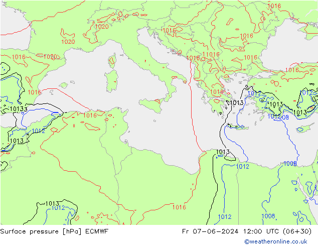 pression de l'air ECMWF ven 07.06.2024 12 UTC