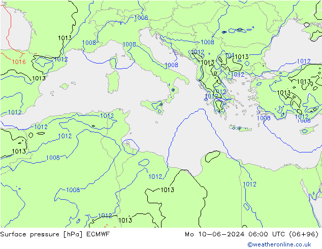 Yer basıncı ECMWF Pzt 10.06.2024 06 UTC