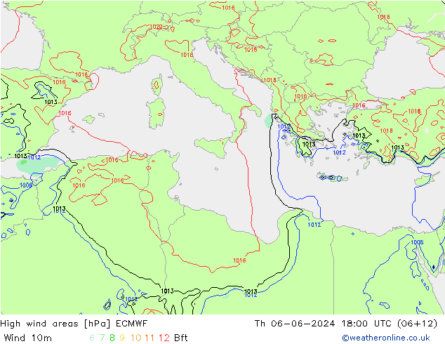 Windvelden ECMWF do 06.06.2024 18 UTC