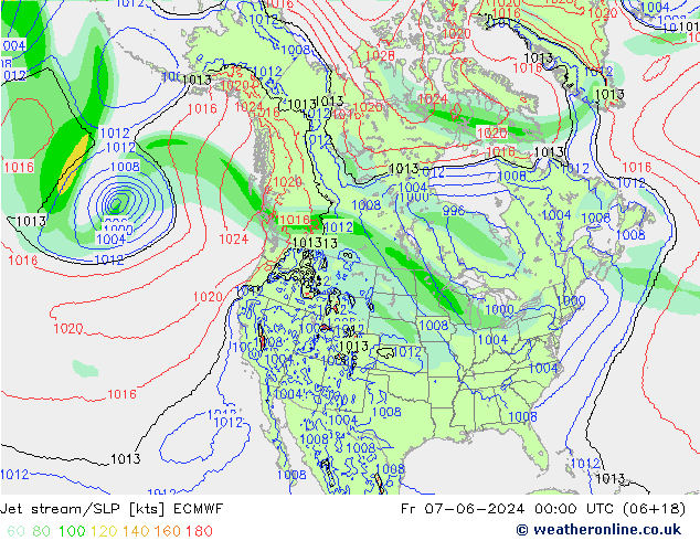 Jet stream/SLP ECMWF Fr 07.06.2024 00 UTC