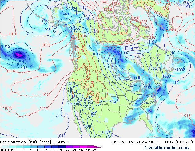 Nied. akkumuliert (6Std) ECMWF Do 06.06.2024 12 UTC