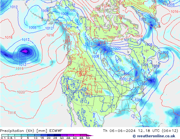 Precipitazione (6h) ECMWF gio 06.06.2024 18 UTC