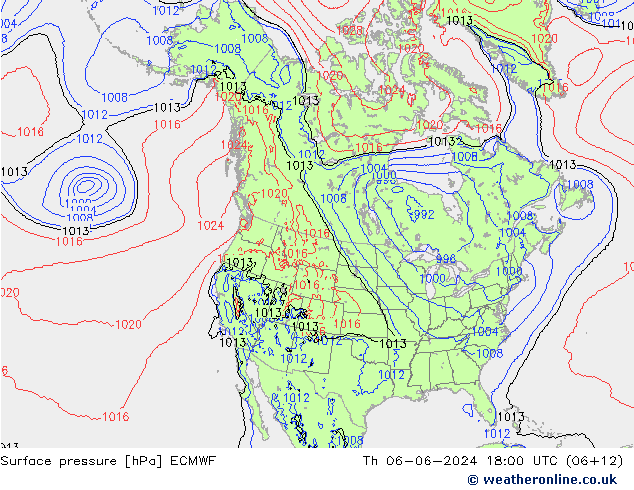 Pressione al suolo ECMWF gio 06.06.2024 18 UTC