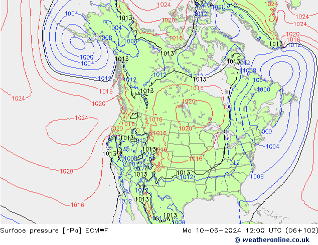 Yer basıncı ECMWF Pzt 10.06.2024 12 UTC