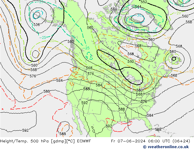 Height/Temp. 500 hPa ECMWF Fr 07.06.2024 06 UTC