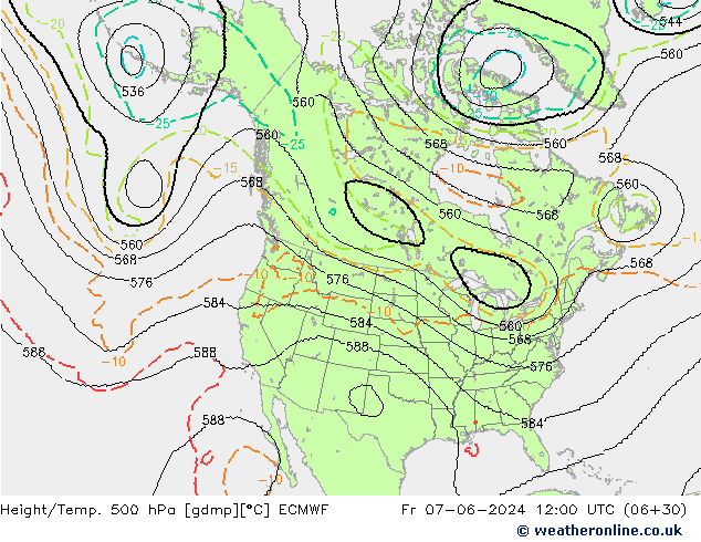 Yükseklik/Sıc. 500 hPa ECMWF Cu 07.06.2024 12 UTC