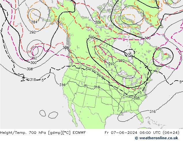 Height/Temp. 700 hPa ECMWF Fr 07.06.2024 06 UTC